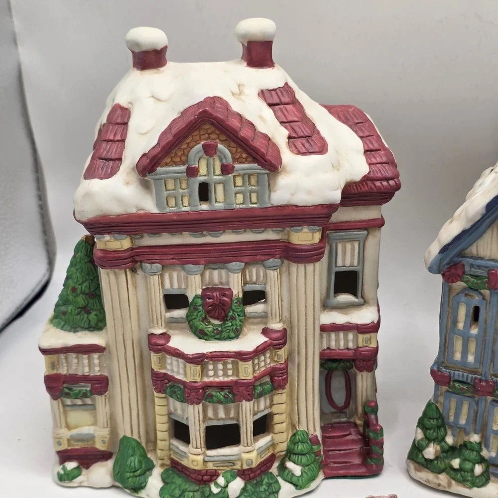 House of Lloyd Christmas Village Set Vintage 1993 Victorian Snow House Figurines